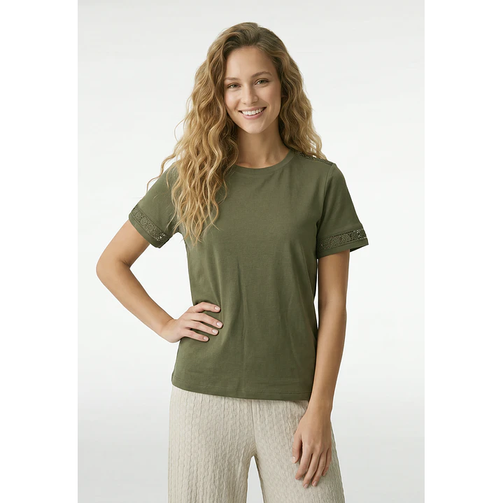 Polera Aplicación Mujer Verde 1