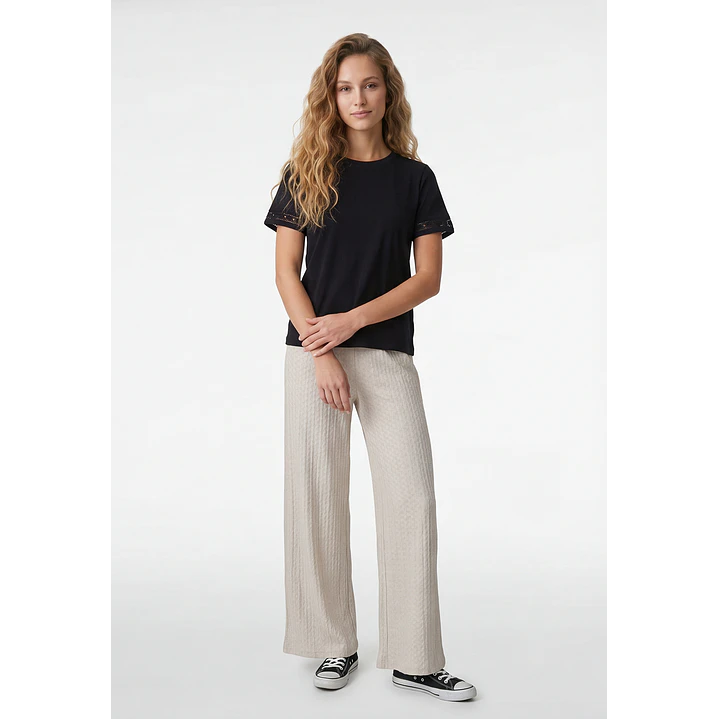 Polera Aplicación Mujer Negro 4