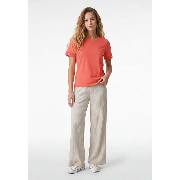 Polera Aplicación Mujer Coral 4