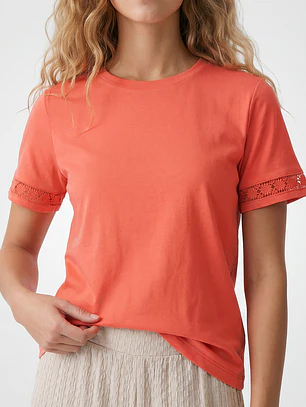 Polera Aplicación Mujer Coral