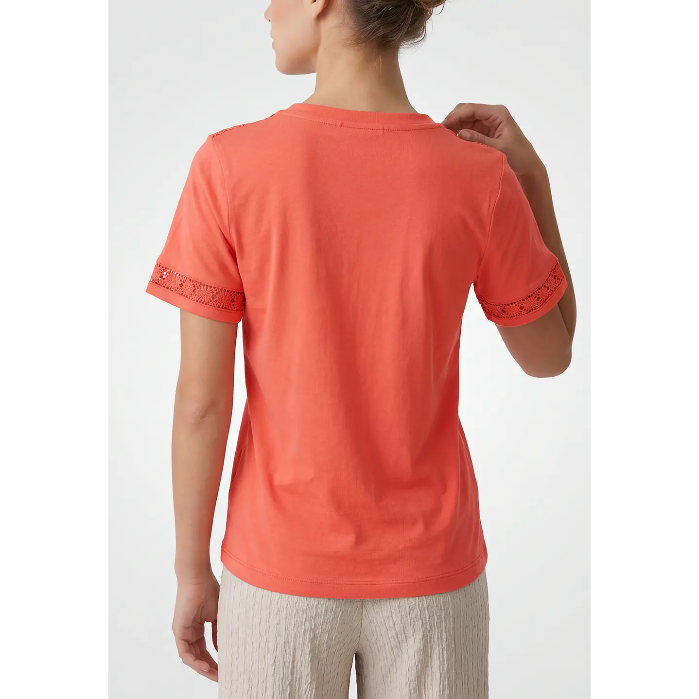 Polera Aplicación Mujer Coral 3