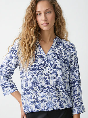 Blusa Chic Mujer Manga 3/4 Blanco