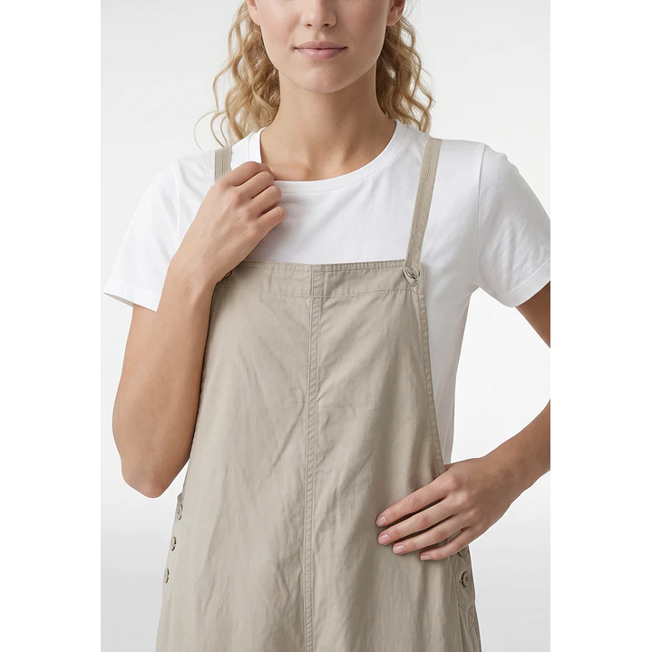 Jardinera Color Wide Leg Mujer Beige 3