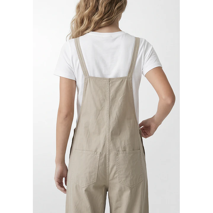Jardinera Color Wide Leg Mujer Beige 4