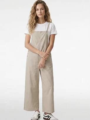 Jardinera Color Wide Leg Mujer Beige