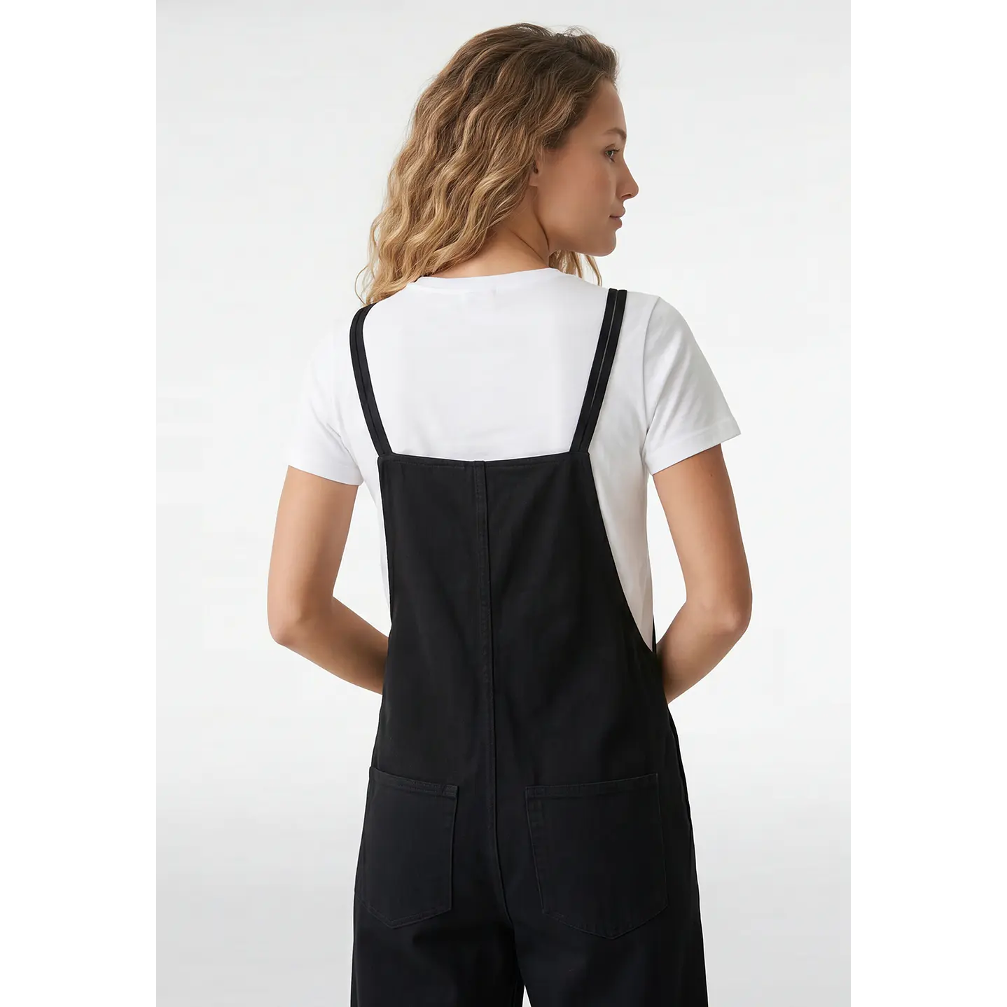 Jardinera Color Wide Leg Mujer Negro 4