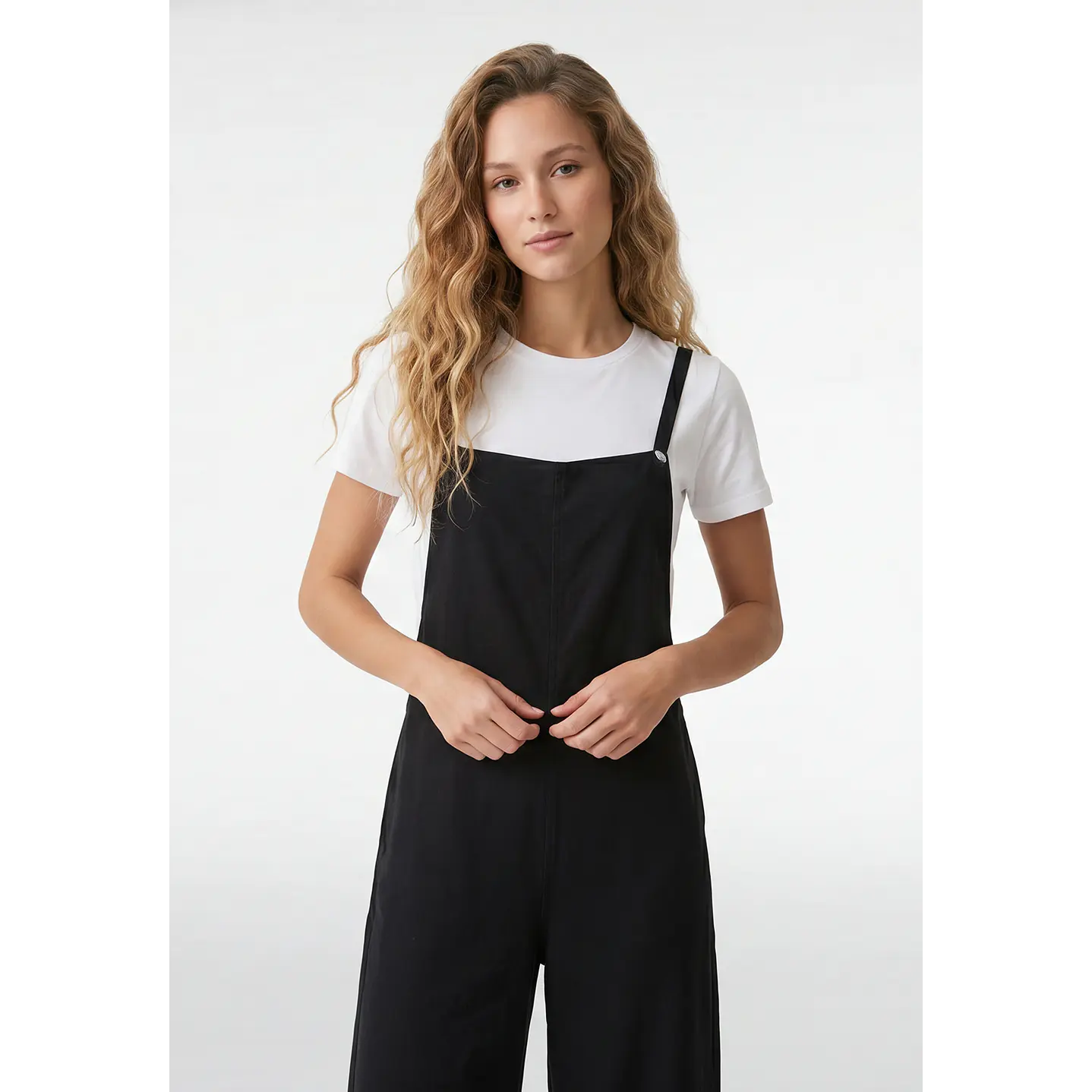 Jardinera Color Wide Leg Mujer Negro 2