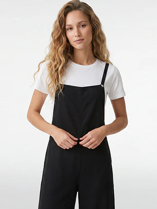 Jardinera Color Wide Leg Mujer Negro