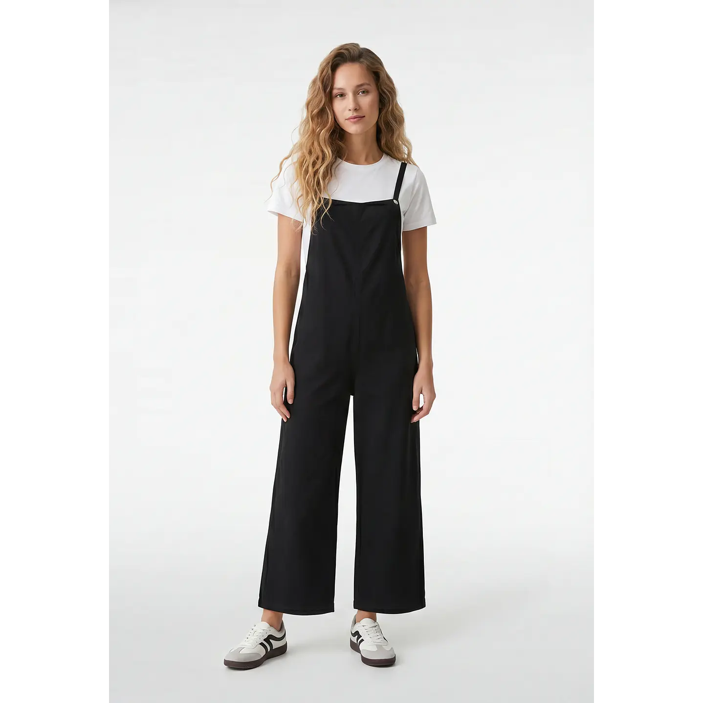 Jardinera Color Wide Leg Mujer Negro 1