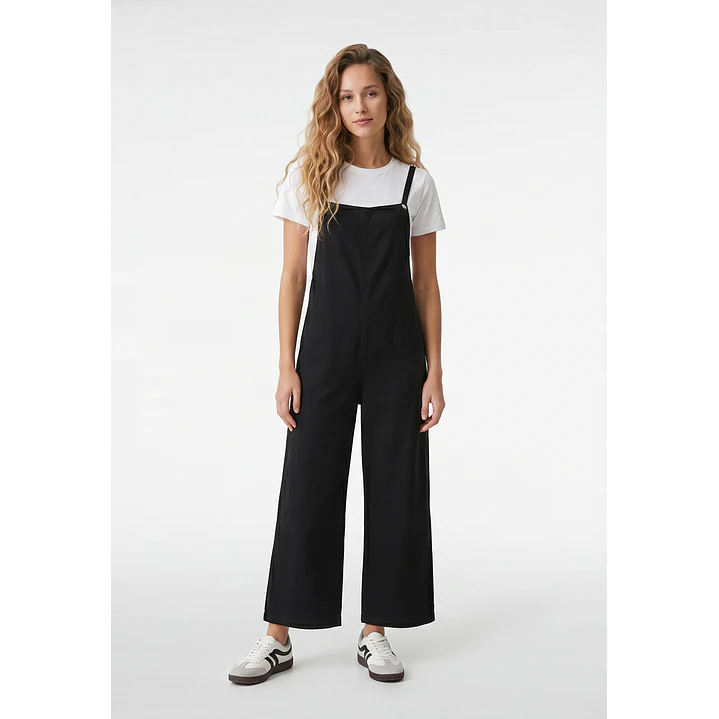 Jardinera Color Wide Leg Mujer Negro 1