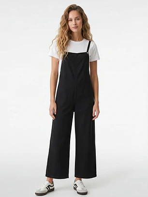 Jardinera Color Wide Leg Mujer Negro