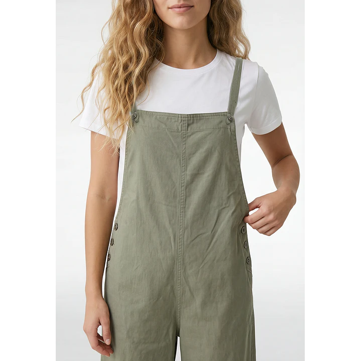 Jardinera Color Wide Leg Mujer Verde 3