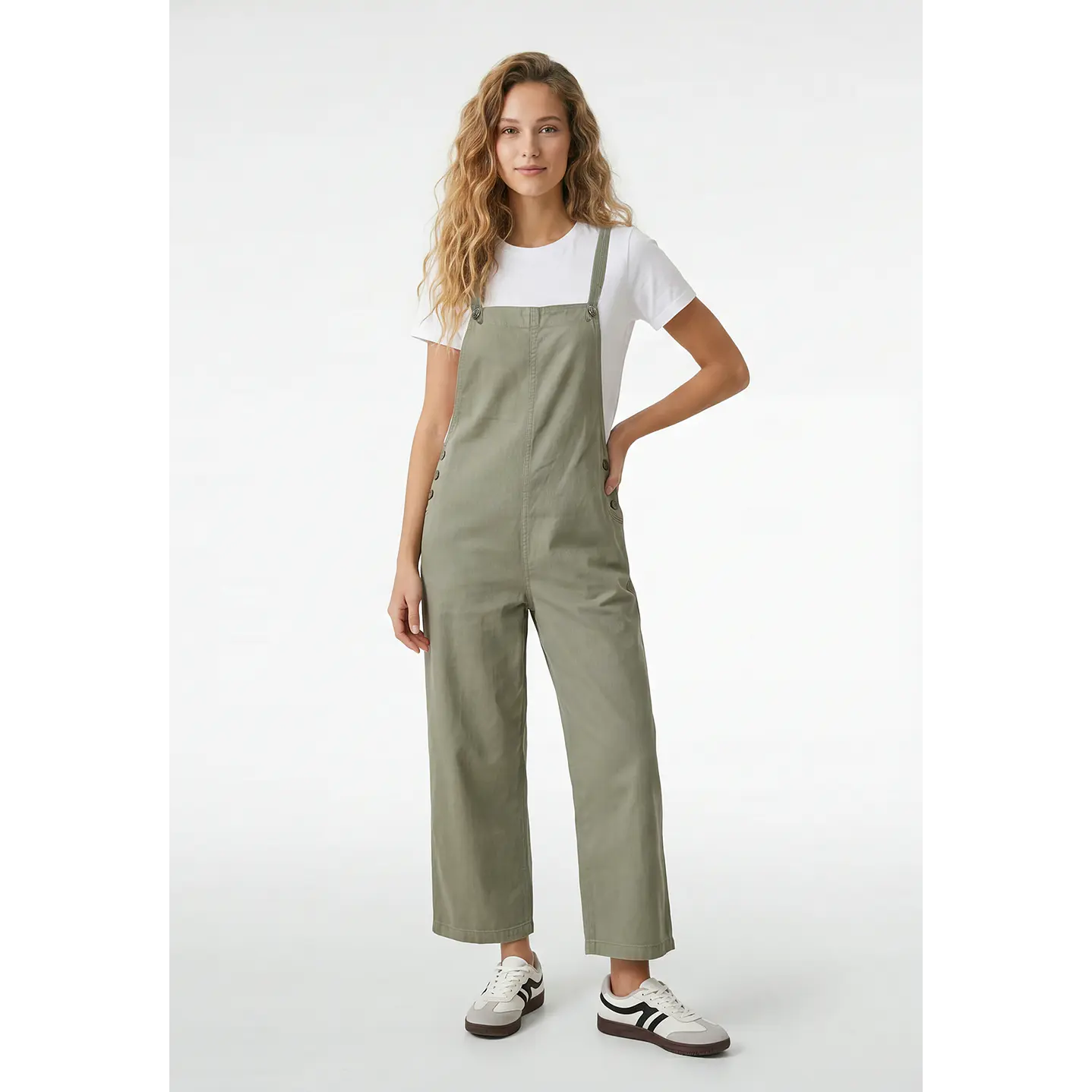 Jardinera Color Wide Leg Mujer Verde 1