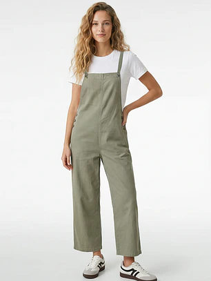 Jardinera Color Wide Leg Mujer Verde