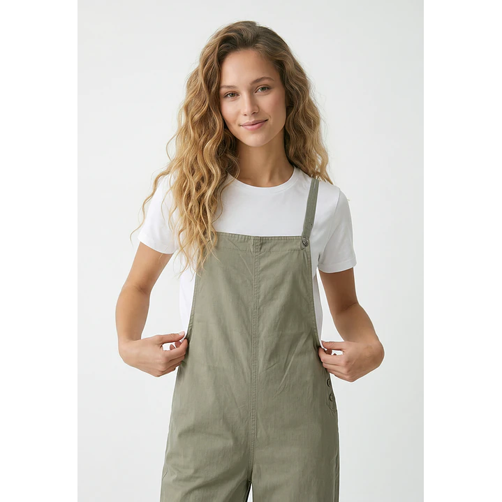 Jardinera Color Wide Leg Mujer Verde 2
