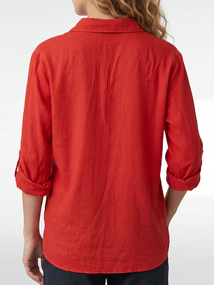 Blusa Lino Mujer Manga Larga Rojo