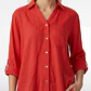 Blusa Lino Mujer Manga Larga Rojo - Miniatura 3