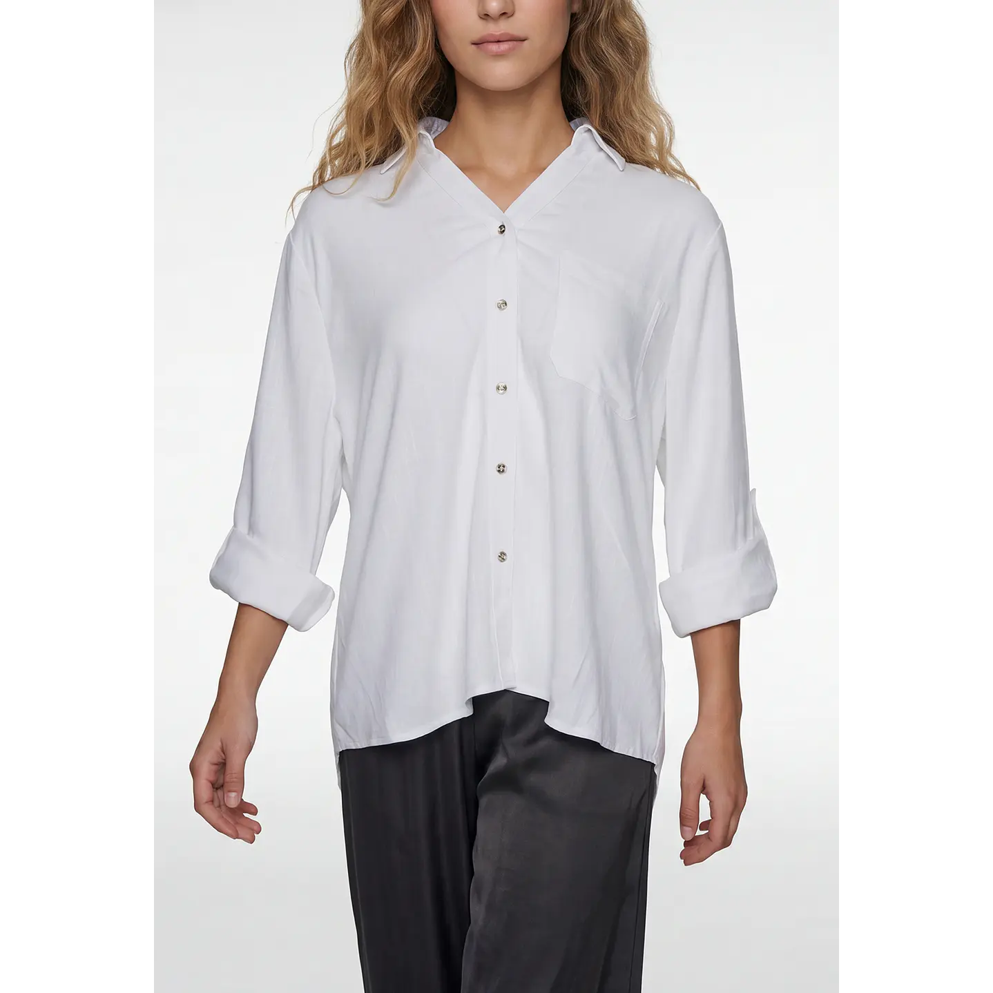 Blusa Lino Mujer Manga Larga Blanco 2