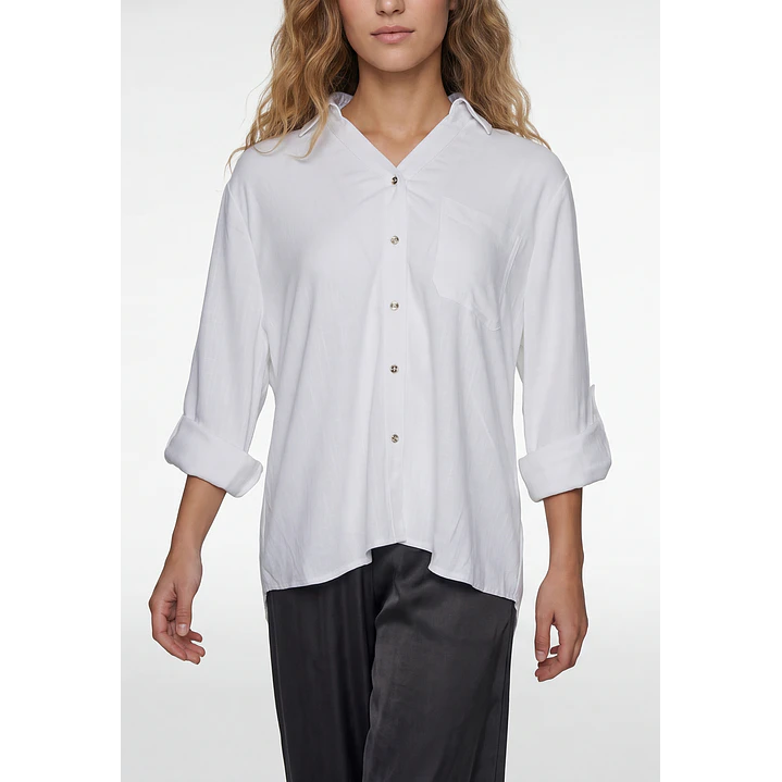Blusa Lino Mujer Manga Larga Blanco 2