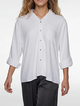 Blusa Lino Mujer Manga Larga Blanco