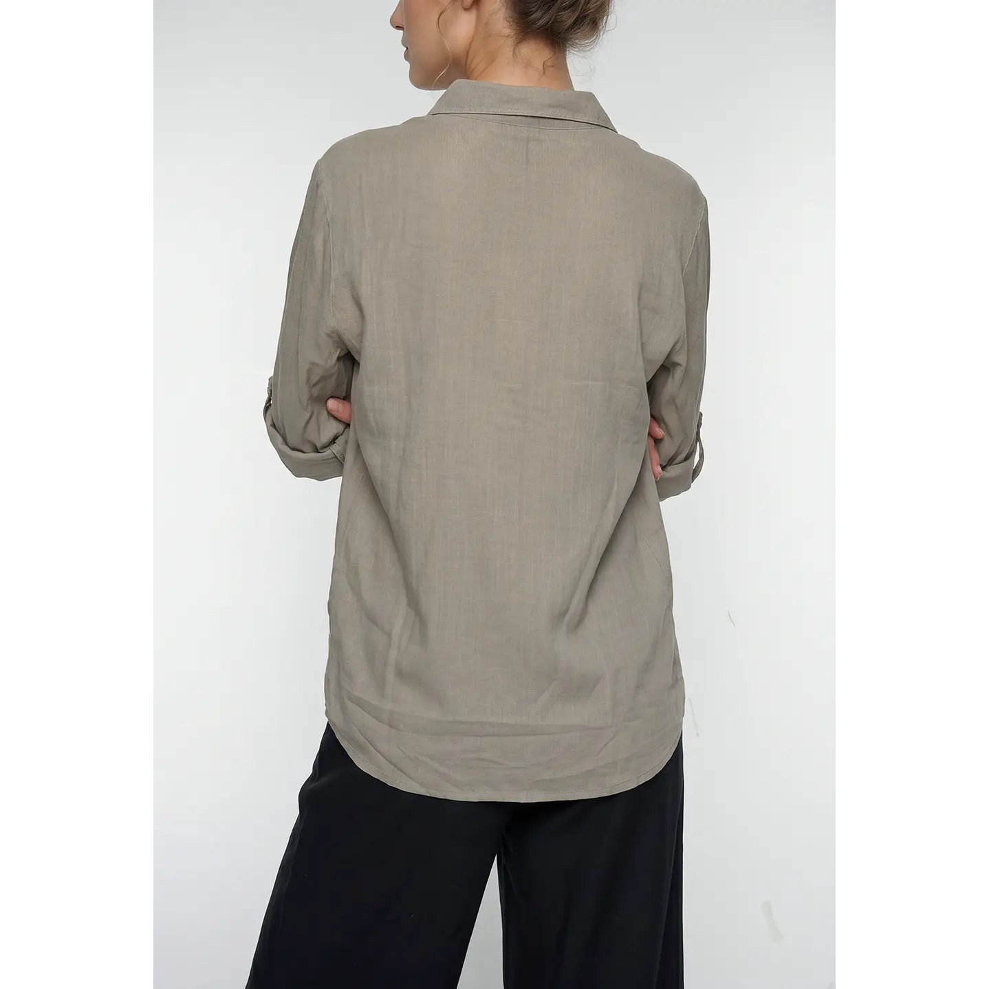 Blusa Lino Mujer Manga Larga Beige 3