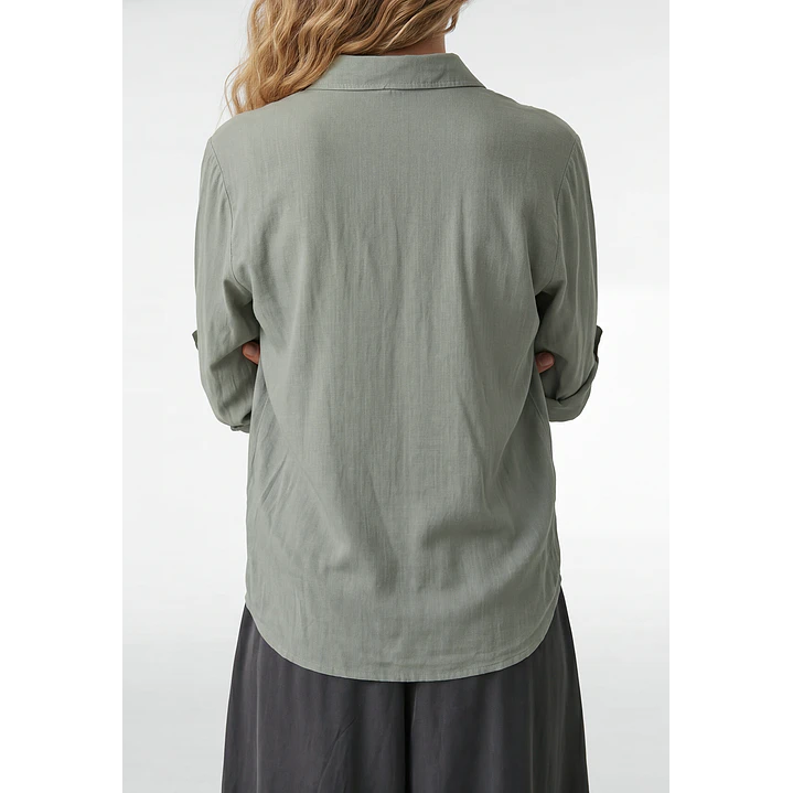 Blusa Lino Mujer Manga Larga Verde 3