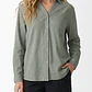 Blusa Lino Mujer Manga Larga Verde - Miniatura 1