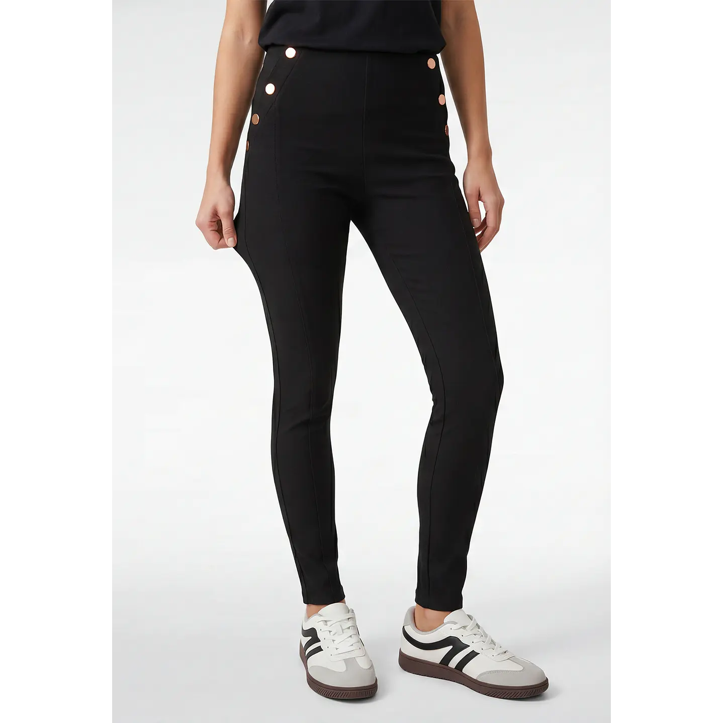 Calza Botones Mujer Negro 1