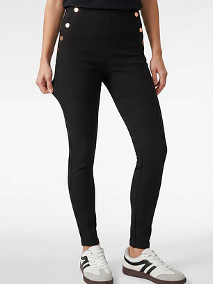 Calza Botones Mujer Negro