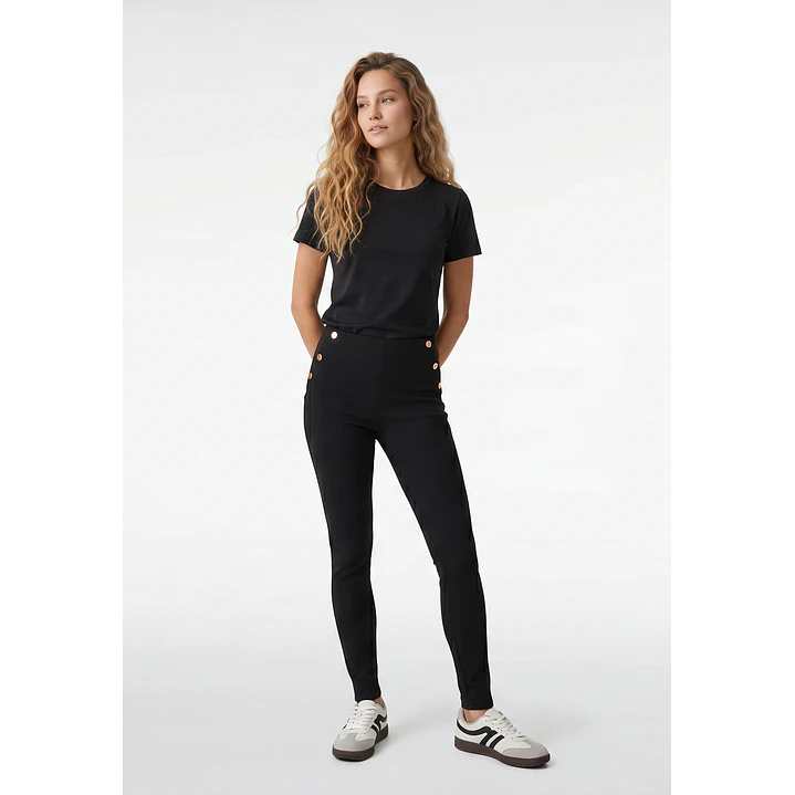 Calza Botones Mujer Negro 4