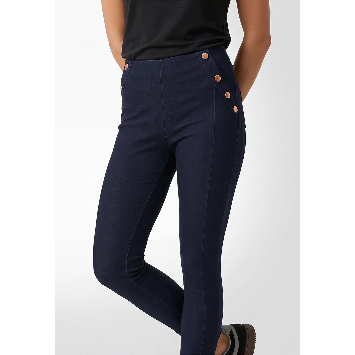 Calza Botones Mujer Azul 1
