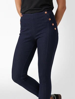 Calza Botones Mujer Azul
