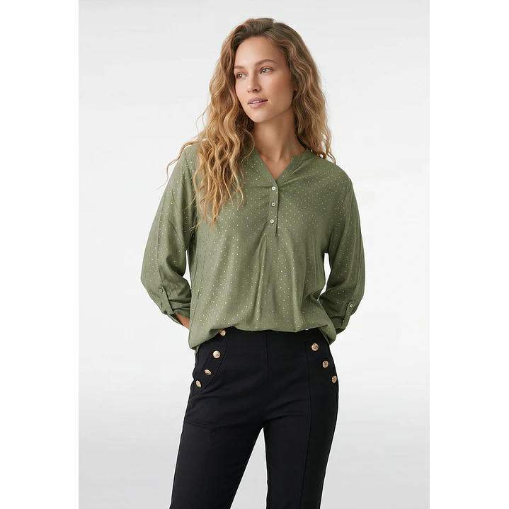 Blusa Strass Mujer Manga 3/4 Verde 1