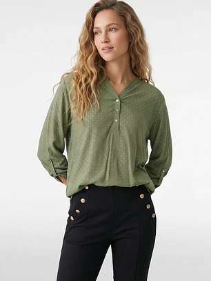 Blusa Strass Mujer Manga 3/4 Verde