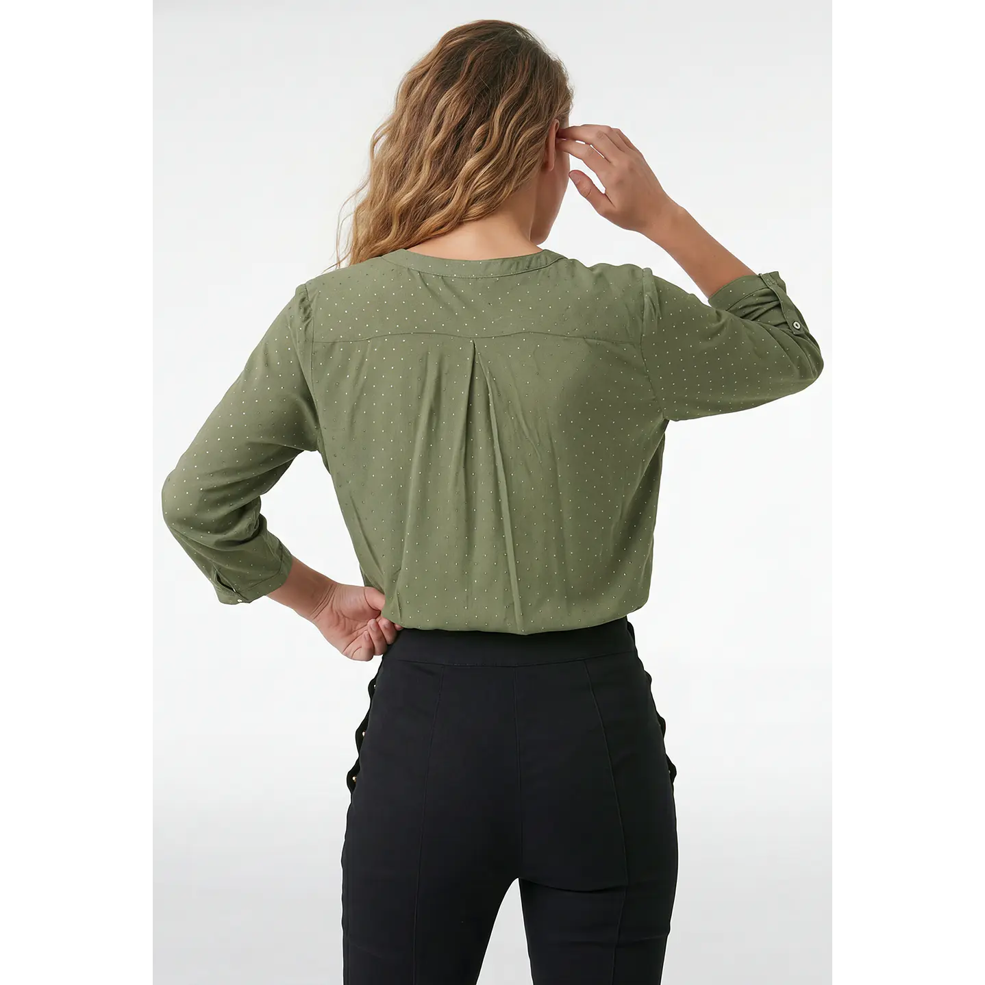 Blusa Strass Mujer Manga 3/4 Verde 3
