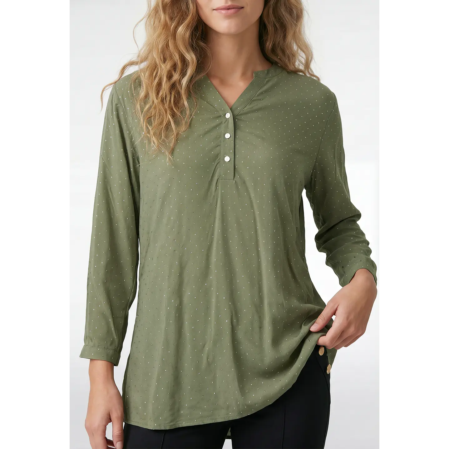 Blusa Strass Mujer Manga 3/4 Verde 2