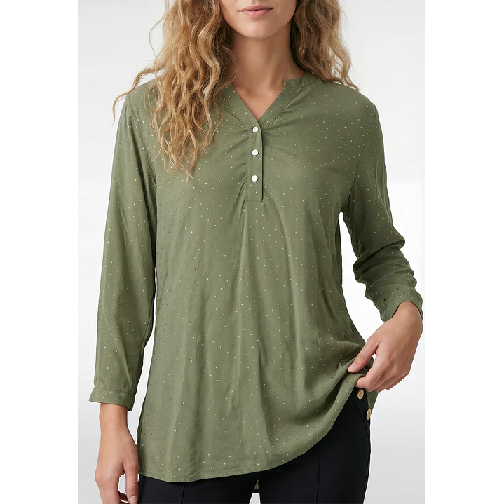 Blusa Strass Mujer Manga 3/4 Verde 2