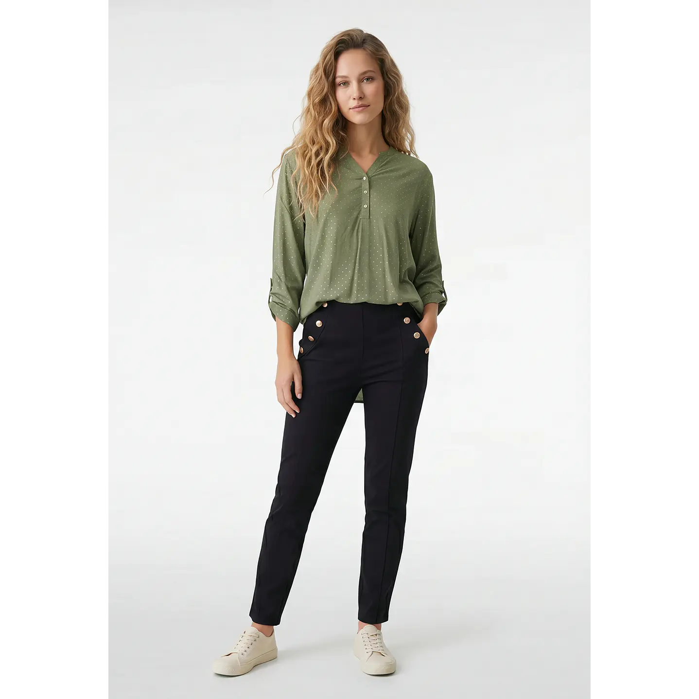 Blusa Strass Mujer Manga 3/4 Verde 4