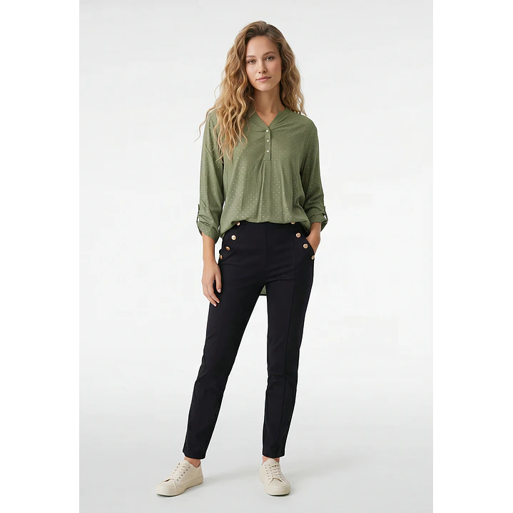 Blusa Strass Mujer Manga 3/4 Verde 4