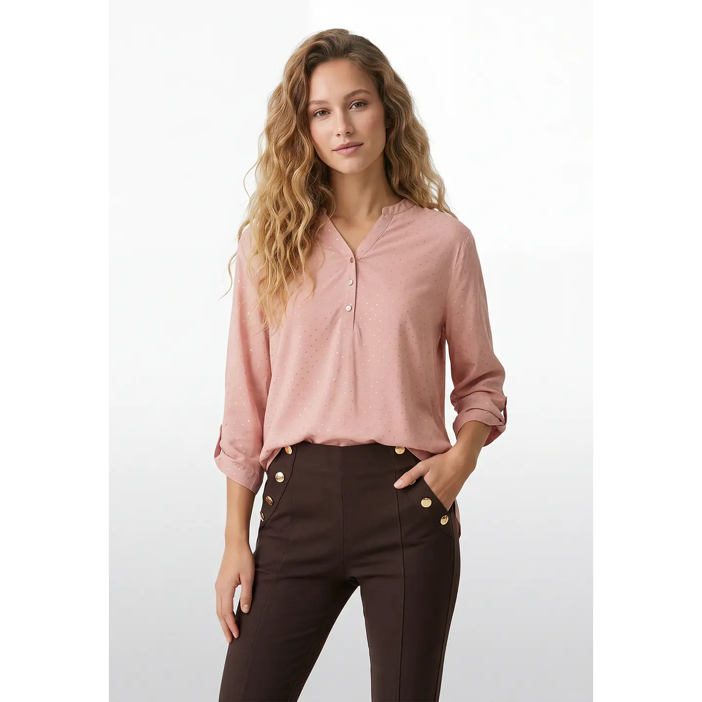 Blusa Strass Mujer Manga 3/4 Rosado 1