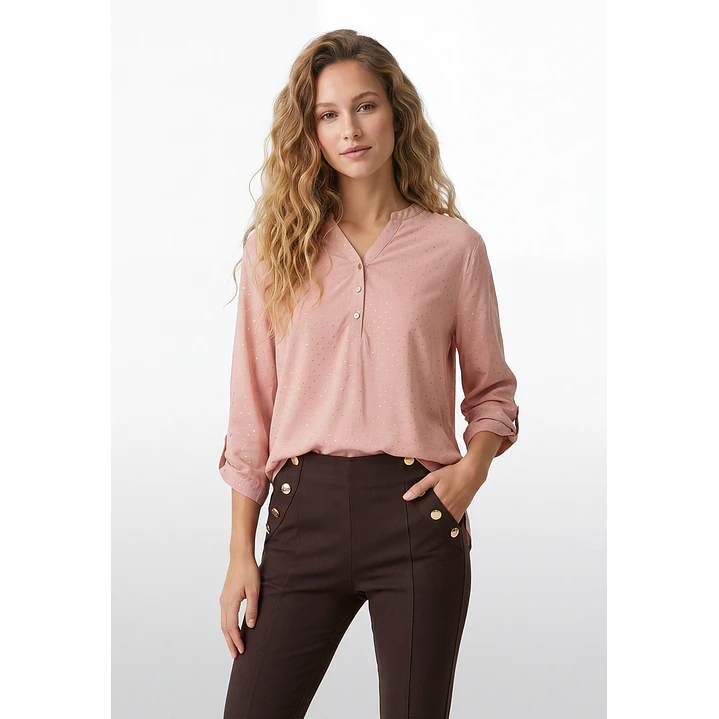 Blusa Strass Mujer Manga 3/4 Rosado 1
