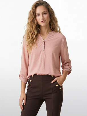 Blusa Strass Mujer Manga 3/4 Rosado