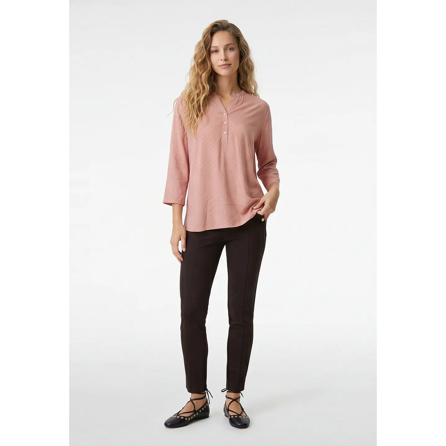 Blusa Strass Mujer Manga 3/4 Rosado 4