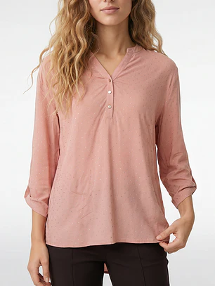 Blusa Strass Mujer Manga 3/4 Rosado