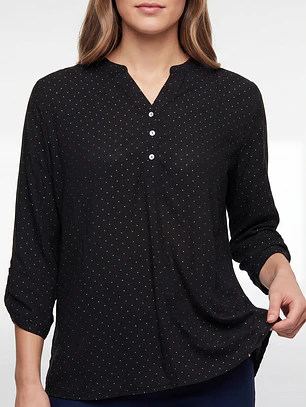 Blusa Strass Mujer Manga 3/4 Negro