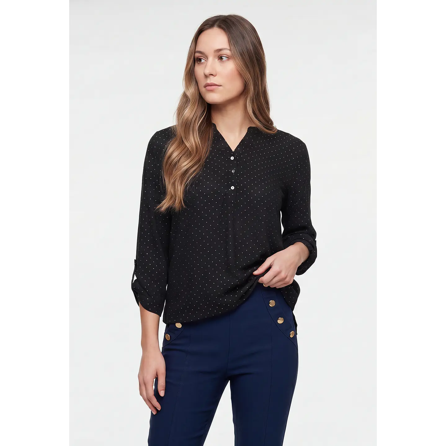 Blusa Strass Mujer Manga 3/4 Negro 1