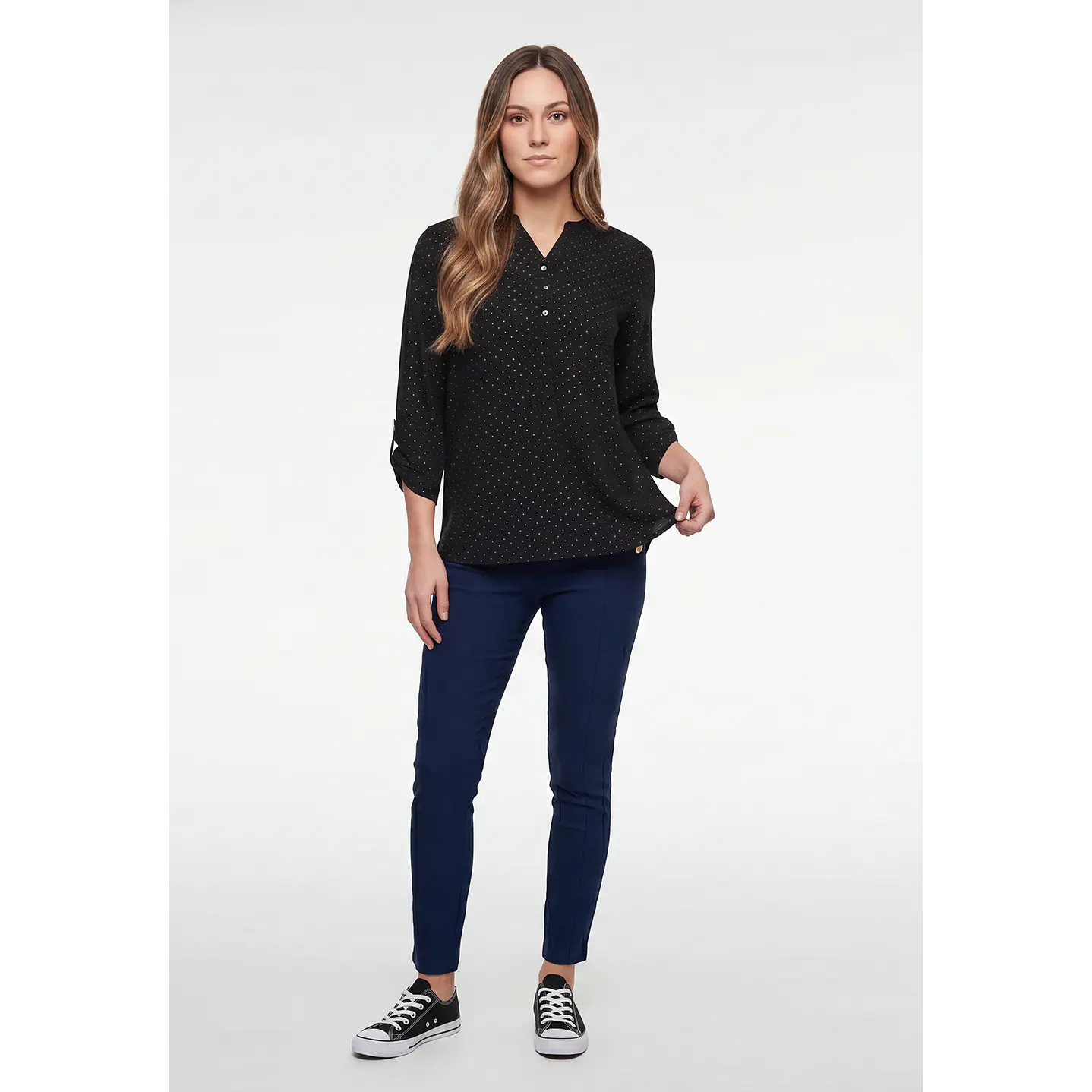 Blusa Strass Mujer Manga 3/4 Negro 4