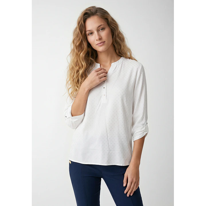 Blusa Strass Mujer Manga 3/4 Blanco 1