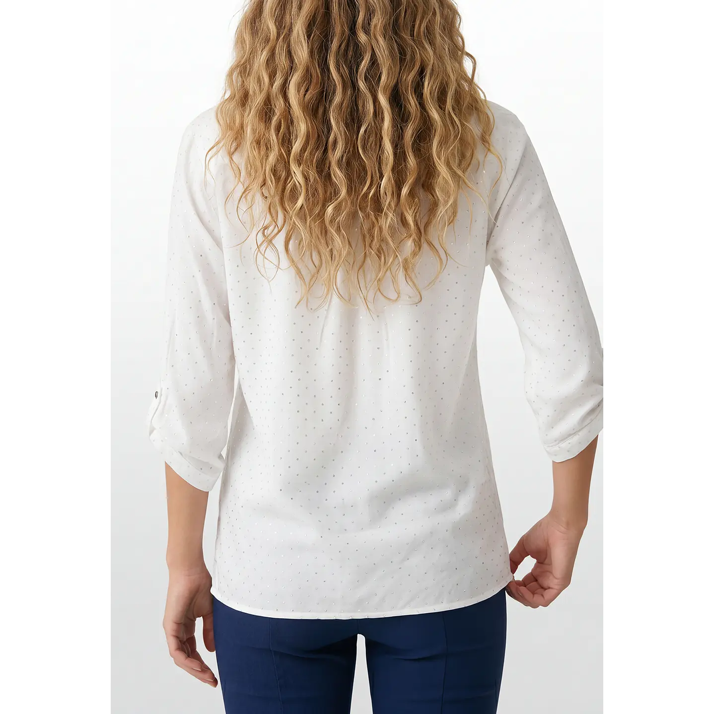 Blusa Strass Mujer Manga 3/4 Blanco 3