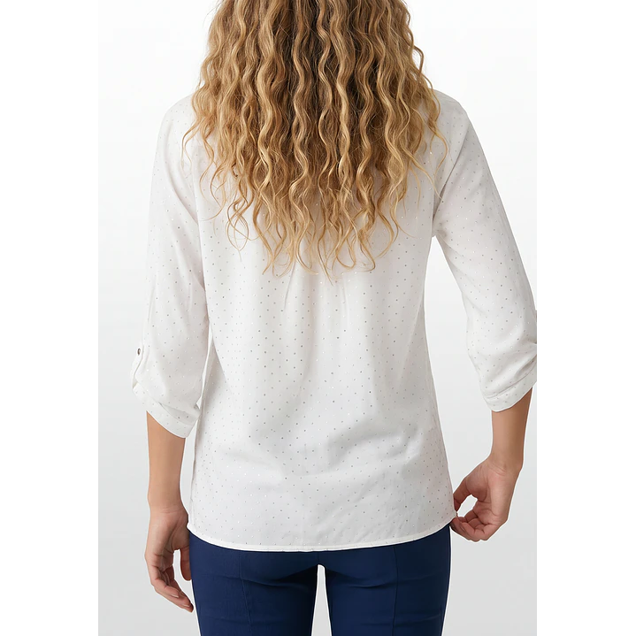 Blusa Strass Mujer Manga 3/4 Blanco 3
